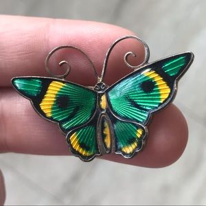 Vintage David Andersen Green Butterfly Brooch